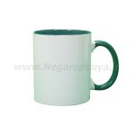 لیوان سرامیکی دسته و داخل سبز